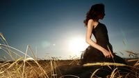 pic for Girl In Black Dress In Fields 